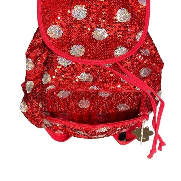 Disney Minnie Mouse Red and Holographic Sequined Mini Backpack - Picture 7 of 9